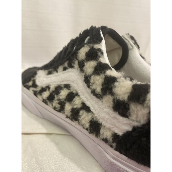 SH7008- Vans Fuzzy Checkerboard Old Skool Black White Men’s 7 / Women’s 8.5 - Picture 8 of 10